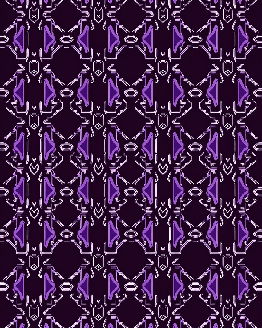 Deep Purple Geometric Abstract Medallion Rug