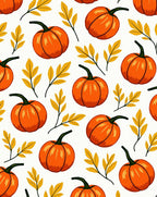 Autumn Orange Pumpkin Leaf Collage Rug
