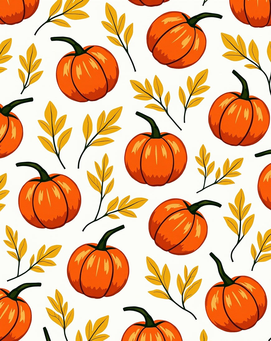 Autumn Orange Pumpkin Leaf Collage Rug