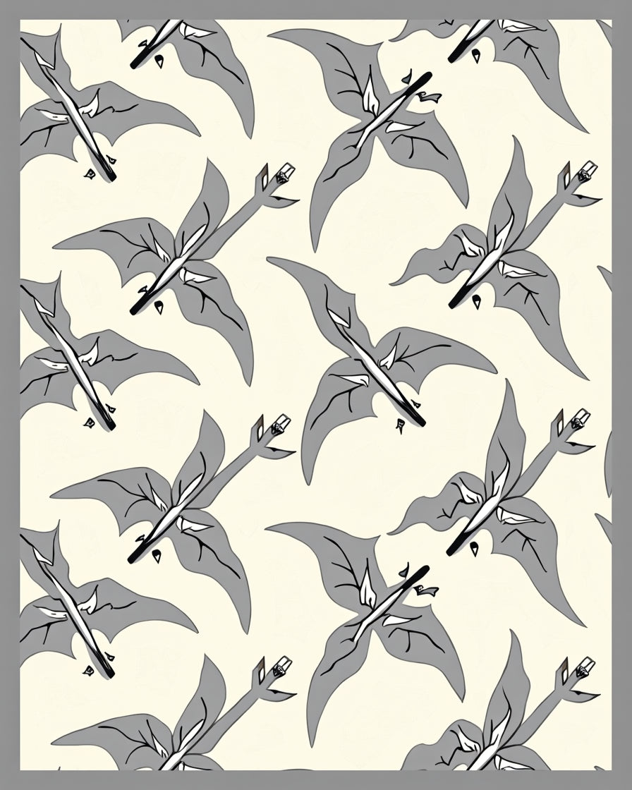 Gray Flying Creature Repeating Pattern Rug