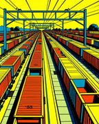 Bold Yellow Rail Yard Cargo Rug