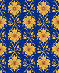 Royal Blue Yellow Floral Damask Rug