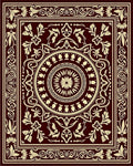 Maroon Cream Intricate Floral Medallion Rug
