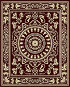 Maroon Cream Intricate Floral Medallion Rug