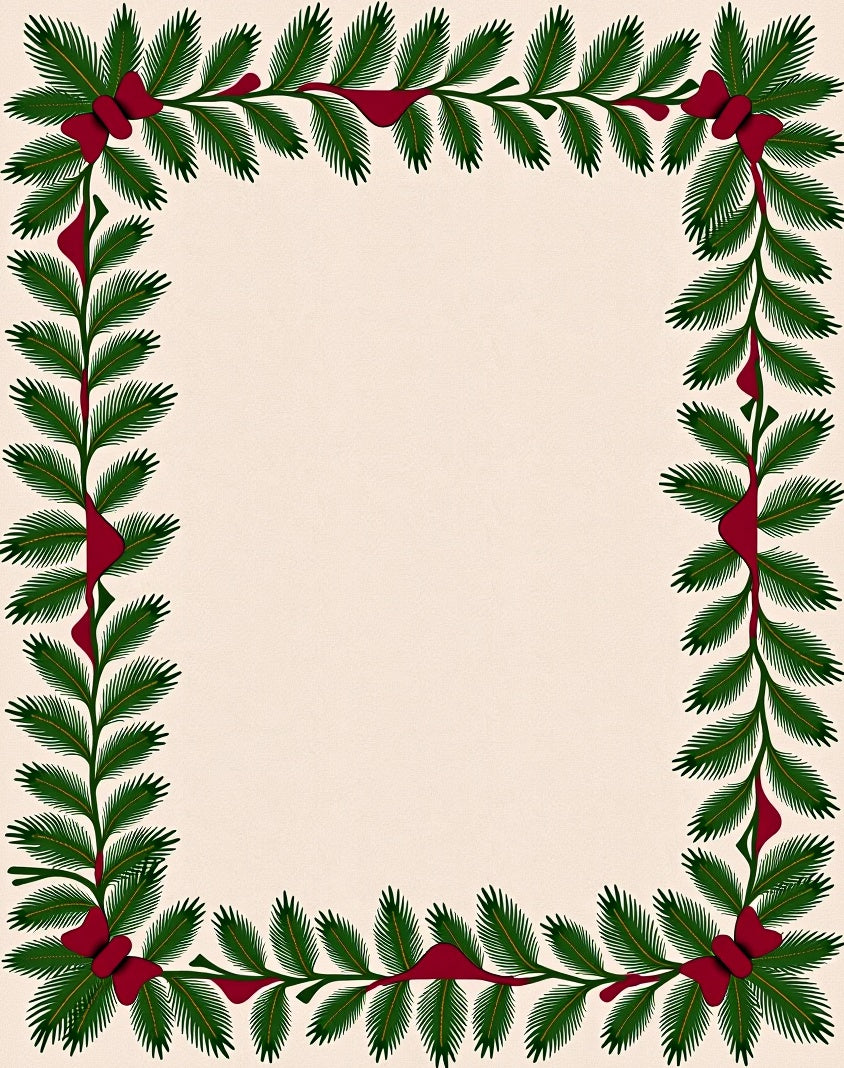 Festive Green Fir Boughs Red Bows Rug