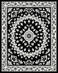 Black White Floral Medallion Border Rug