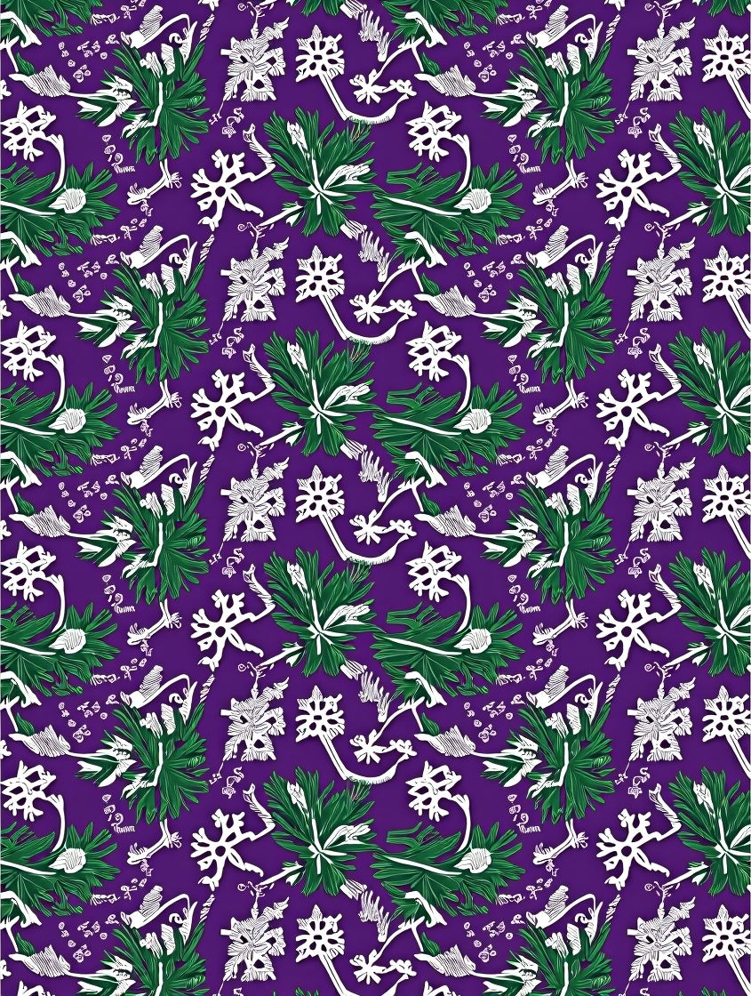 Deep Purple Stylized Floral Swirls Rug
