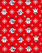 Festive Snowman Snowflake Red Christmas Rug