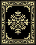 Elegant Gold Floral Scrollwork On Black Rug