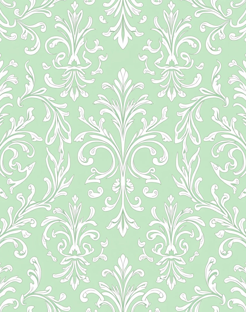Subtle Mint Acanthus Scroll Rug