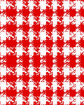 Red White Distressed Houndstooth Check Rug