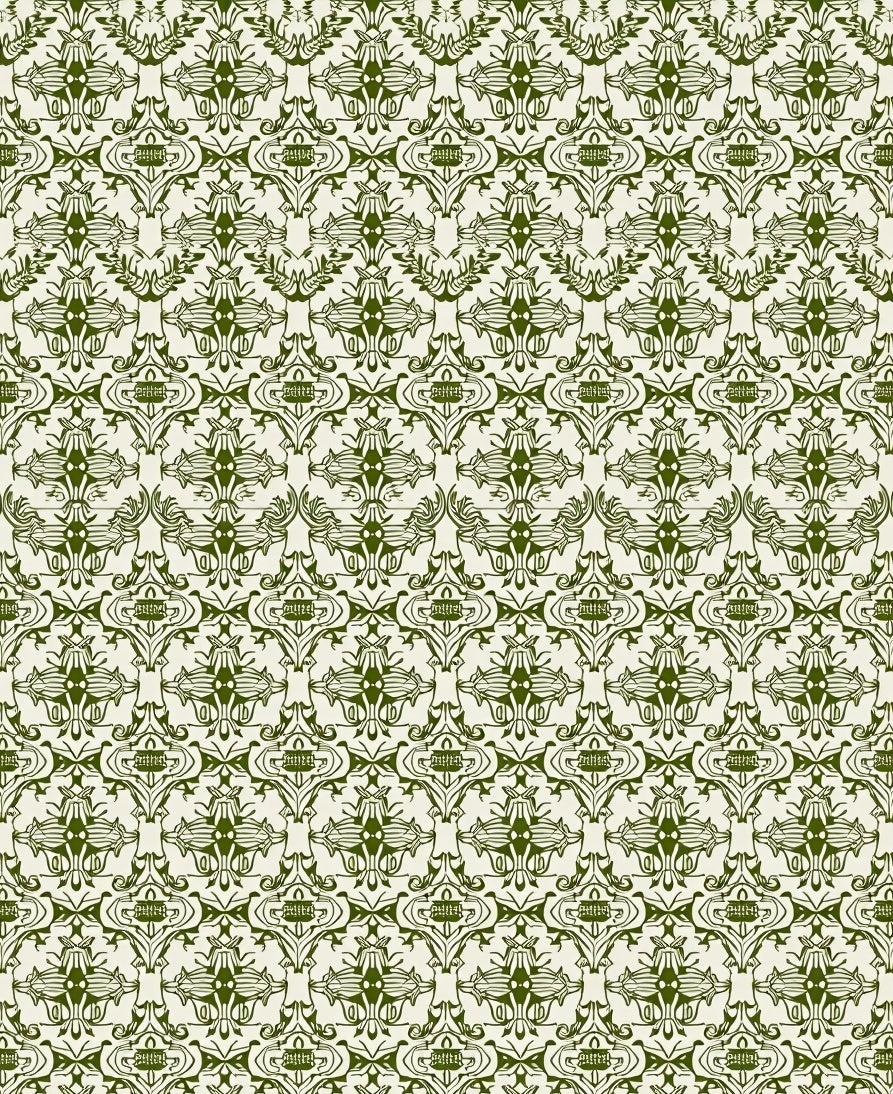 Ornate Green Floral Arch Medallion Rug