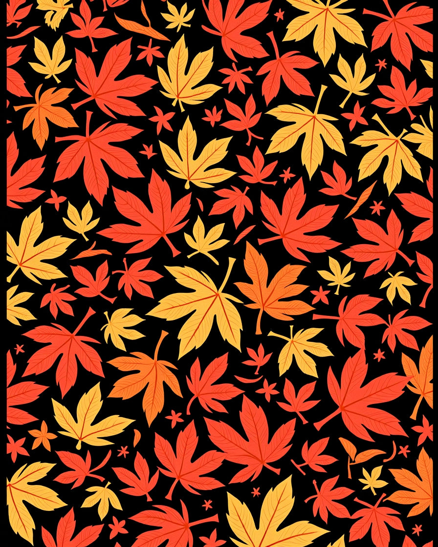 Autumn Leaves Red Gold Scatter Rug