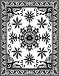 Ornate Black White Starburst Medallion Rug