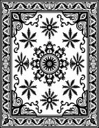 Ornate Black White Starburst Medallion Rug