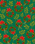 Festive Green Wreath Poinsettia Foliage Rug