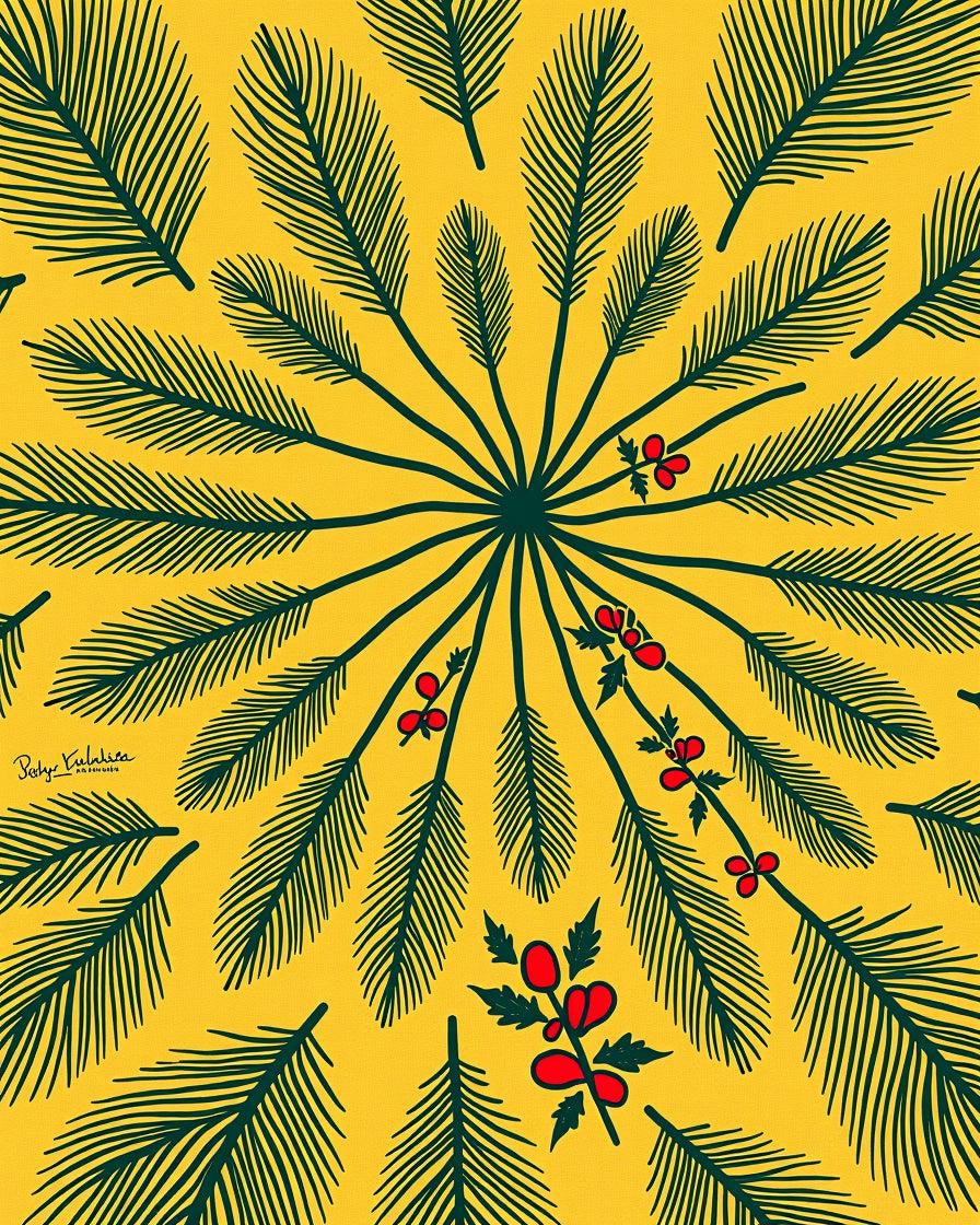 Yellow Pine Needle Medallion Rug