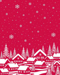 Festive Red Snowy Village Snowflakes Rug