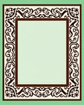 Dark Brown Cream Abstract Scroll Border Rug