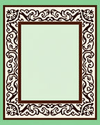 Dark Brown Cream Abstract Scroll Border Rug