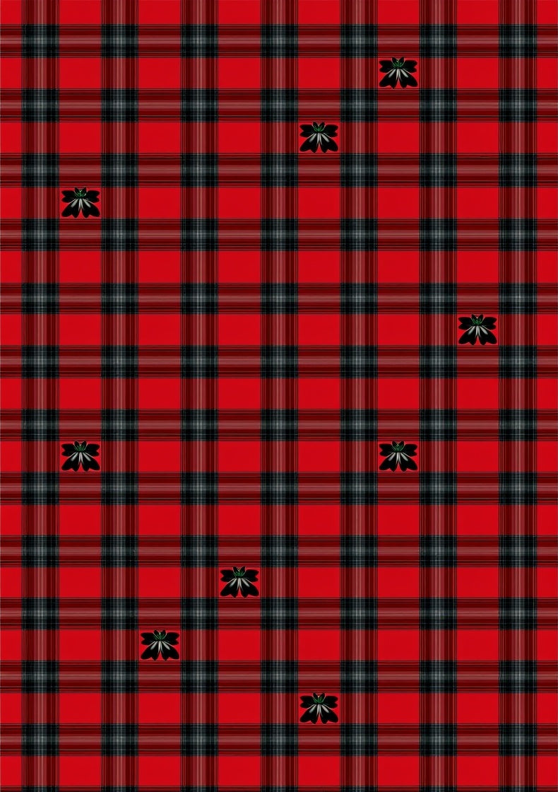 Classic Red Plaid Floral Scatter Rug