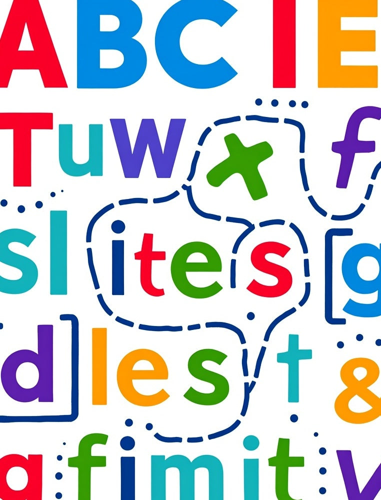 Vibrant Letter Collage Fun Rug