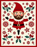 Whimsical Red Gnome Floral Holly Rug