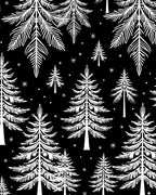 Black White Pine Forest Snowflakes Rug