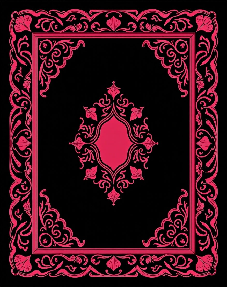 Bold Crimson Frame Floral Centerpiece Rug
