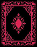 Bold Crimson Frame Floral Centerpiece Rug