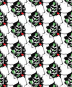 Abstract Black White Green Red Irregular Shapes Rug