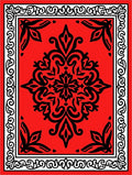 Bold Crimson Black Medallion Border Rug
