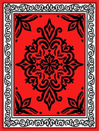 Bold Crimson Black Medallion Border Rug