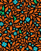 Orange Leaves Green Birds Blue Flowers Rug