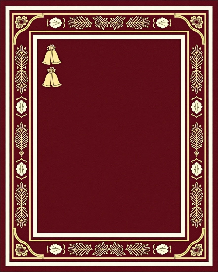 Regal Red Ornate Bells Border Rug