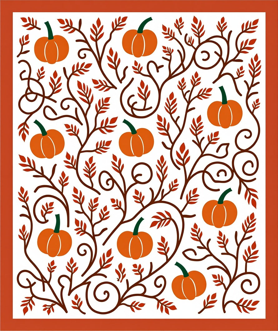 Autumn Pumpkin Vine Swirls Rug