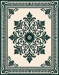 Dark Green Ivory Floral Medallion Rug