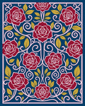 Classic Red Rose Floral Swirls Rug