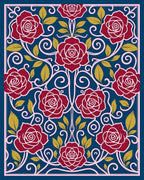 Classic Red Rose Floral Swirls Rug