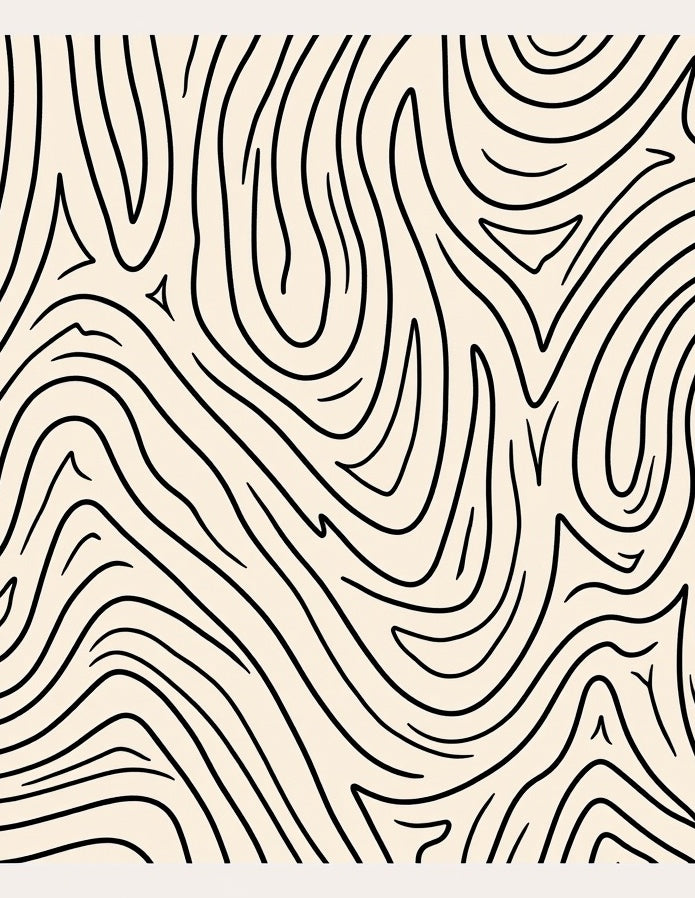 Abstract Black Organic Swirl Rug