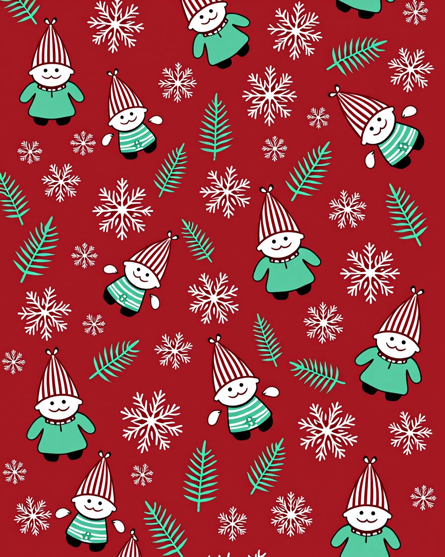 Whimsical Red Gnome Snowflake Forest Rug