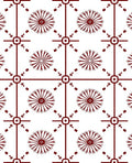 Crimson Radial Flower Grid Rug