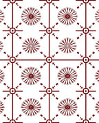Crimson Radial Flower Grid Rug