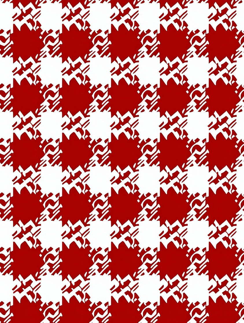 Bold Red White Houndstooth Check Rug