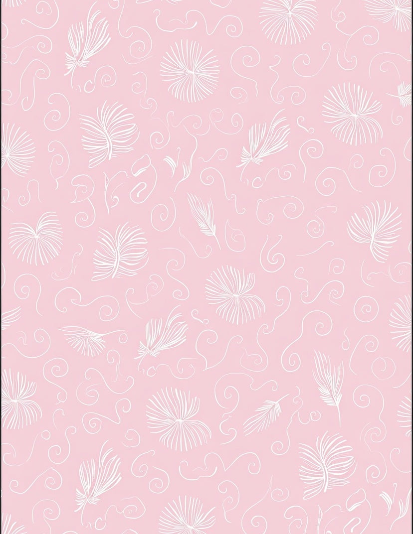 Soft Coral Feather Swirls Rug