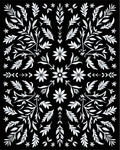 Black White Floral Botanical Arrangement Rug