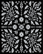 Black White Floral Botanical Arrangement Rug