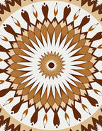 Brown Earth Tone Radial Sunburst Rug