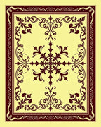 Maroon Swirl Medallion Light Yellow Rug