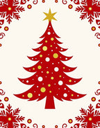 Festive Red Christmas Tree Starry Rug